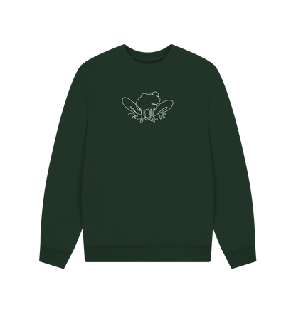 Evergreen Men's Frog Organic Cotton Oversized Crewneck - White Design