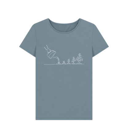 Stone Blue Women's Gardening Organic Cotton Crewneck Tee (White)