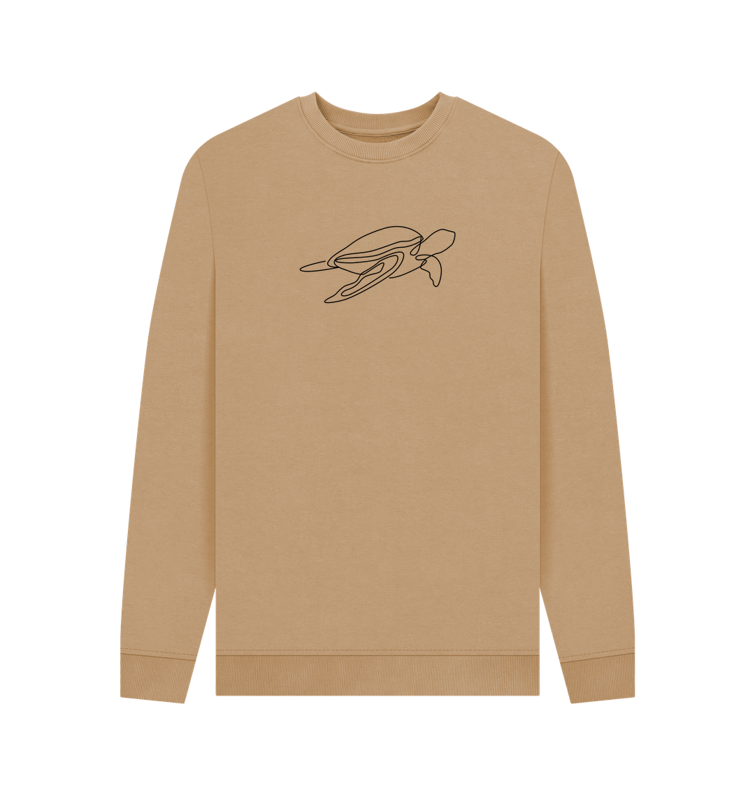 Sand Men's Sea Turtle Organic Cotton Crewneck Sweater (Black)