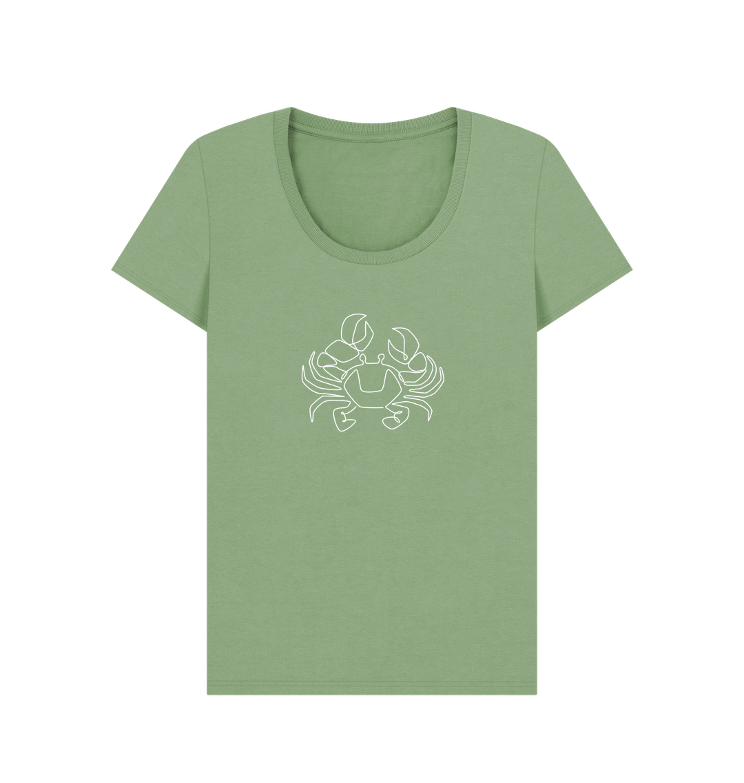 Sage Women's Crab Scoop Neck T-Shirt - White