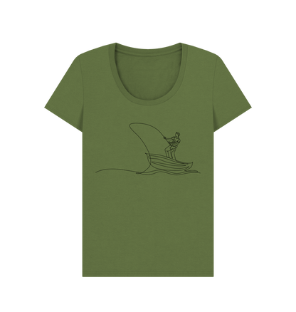 Khaki Women's Fisherman Organic Cotton Scoop Neck Tee (Black)