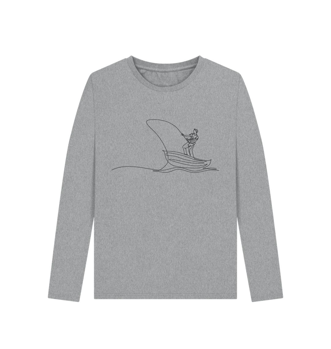 Athletic Grey Women's Fisherman Organic Cotton Long Sleeve Tee (Black)