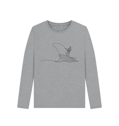 Athletic Grey Women's Fisherman Organic Cotton Long Sleeve Tee (Black)