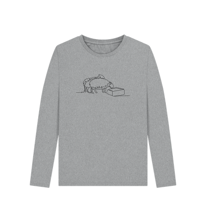 Athletic Grey Women's Sheep Organic Cotton Long Sleeve Tee (Black)