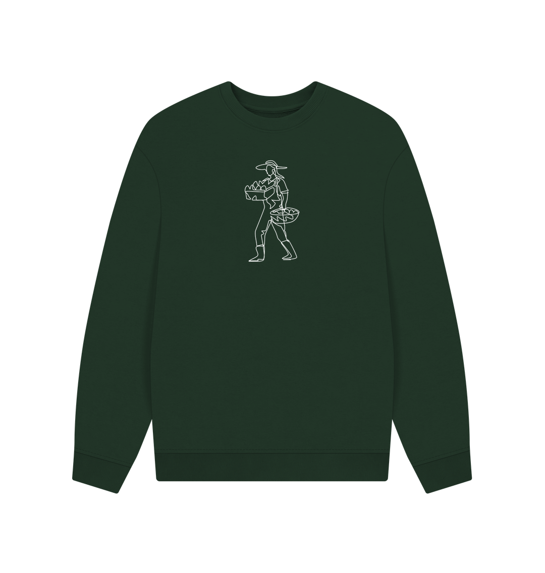 Evergreen Men's Harvest Organic Cotton Oversized Crewneck - White Design