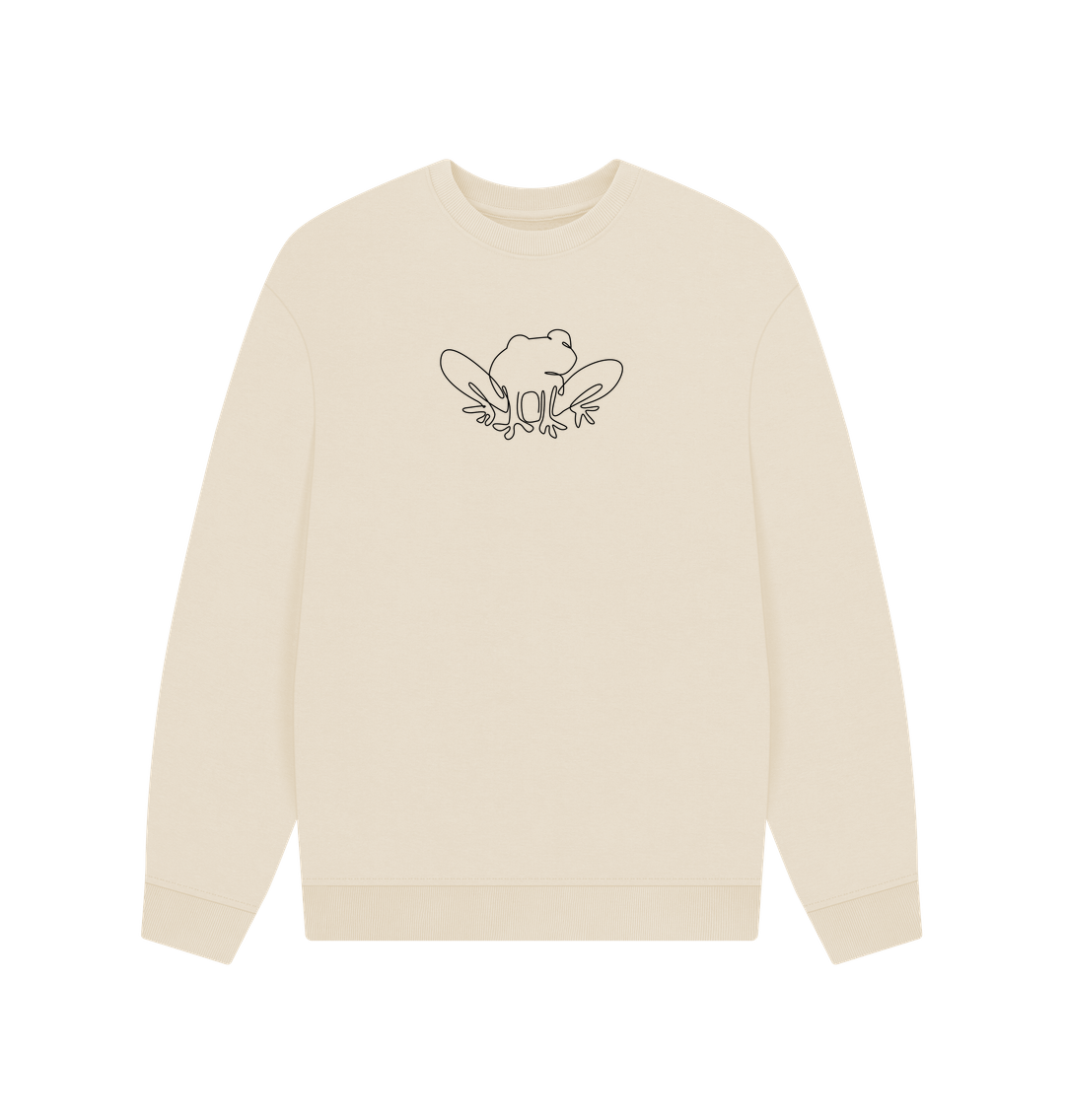 Oat Men's Frog Organic Cotton Oversized Crewneck - Black Design