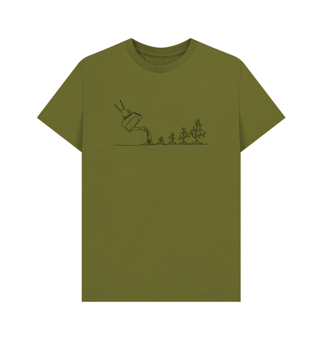 Moss Green Men's Gardening Organic Cotton Basic Tee (Black)