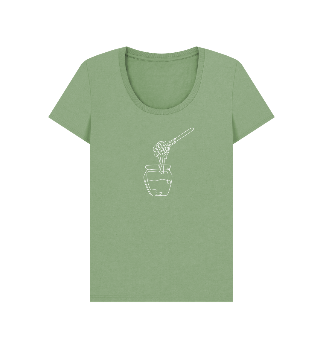 Sage Women's Honey Scoop Neck T-Shirt - White