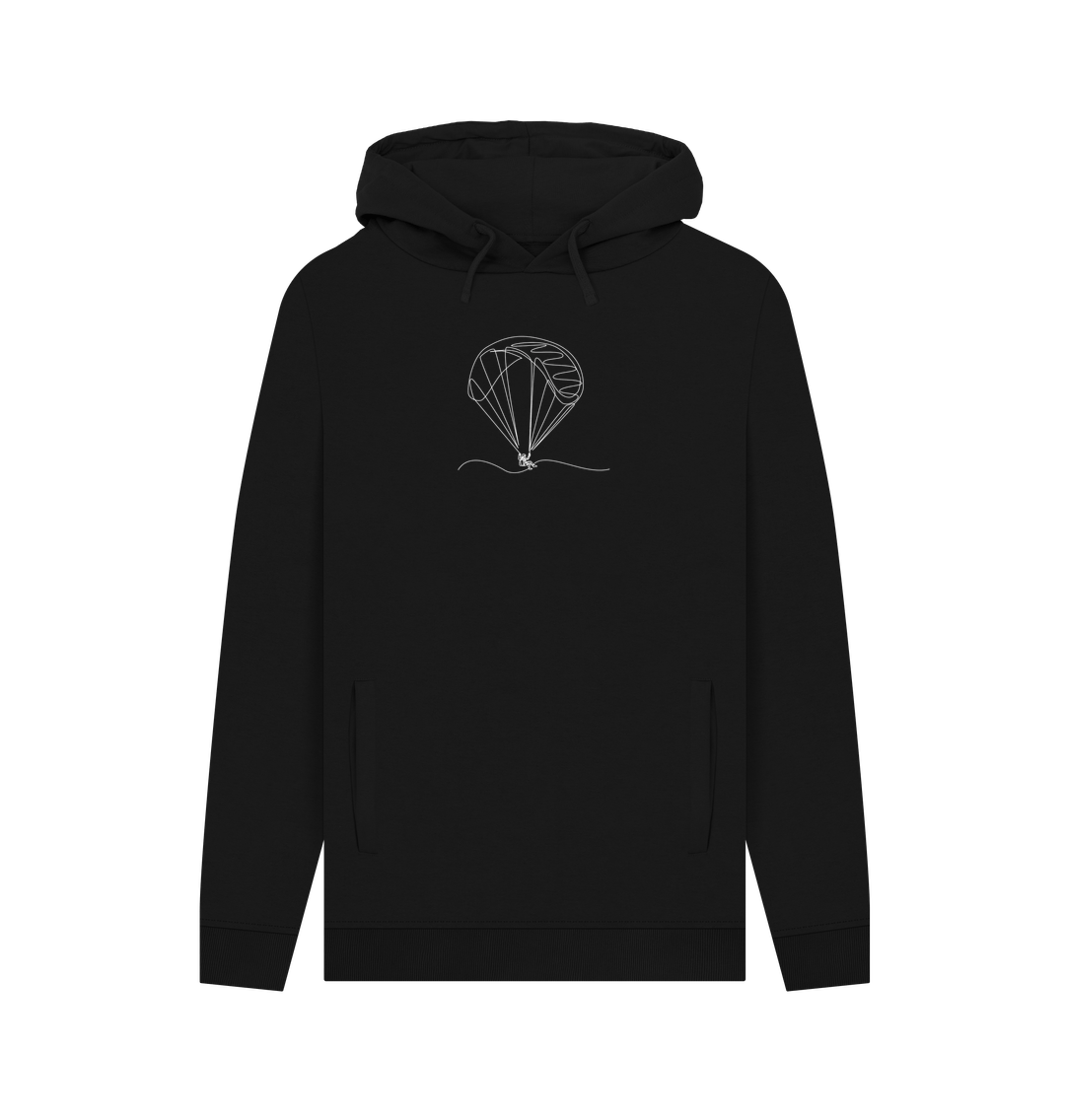 Black Men's Parachute Organic Cotton Pullover Hoodie (White)