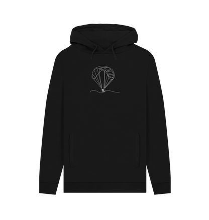 Black Men's Parachute Organic Cotton Pullover Hoodie (White)