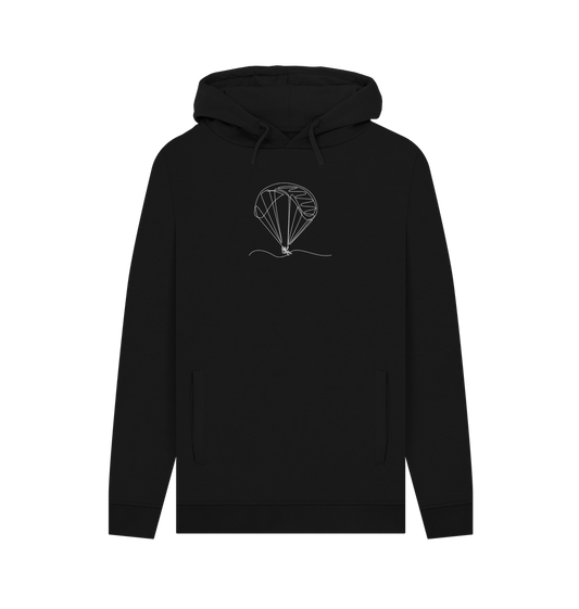 Black Men's Parachute Organic Cotton Pullover Hoodie (White)