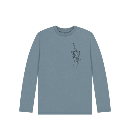 Stone Blue Kid's Climber Organic Cotton Long Sleeve Tee (Black)