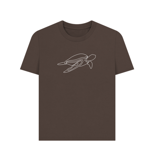 Chocolate Women's Sea Turtle Organic Cotton Basic Tee (White)