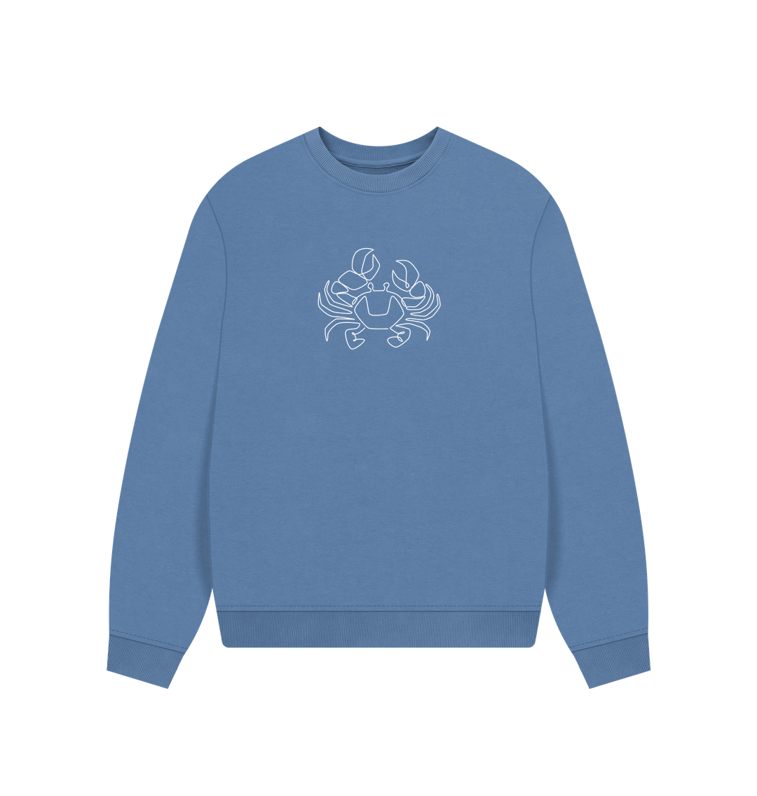 Solent Women's Crab Organic Cotton Oversized Crewneck - White Design