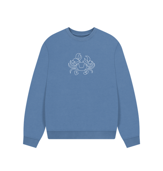 Solent Women's Crab Organic Cotton Oversized Crewneck - White Design