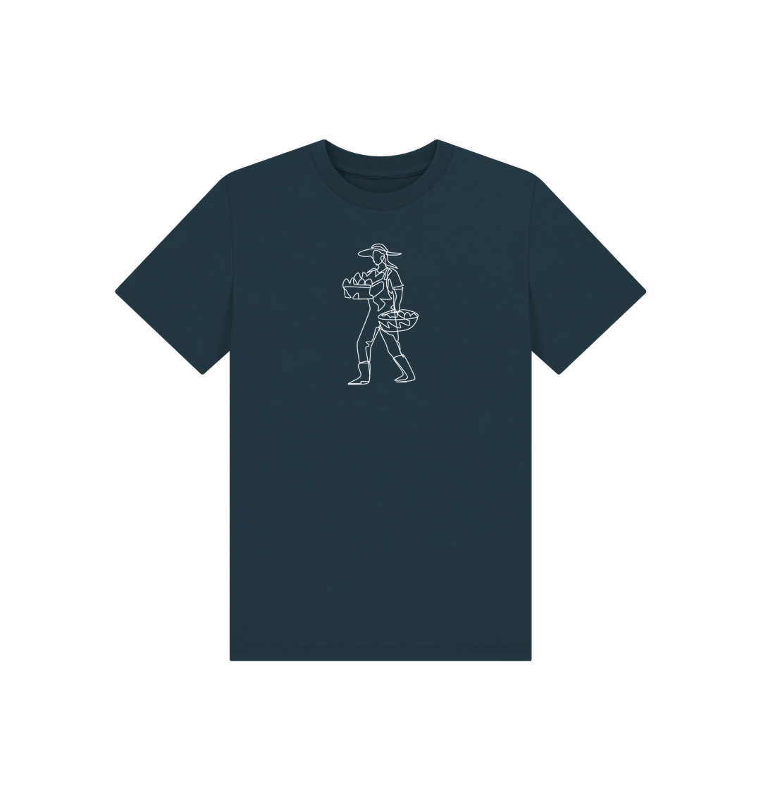 Denim Blue Kid's Harvest Organic Cotton Basic Tee (White)