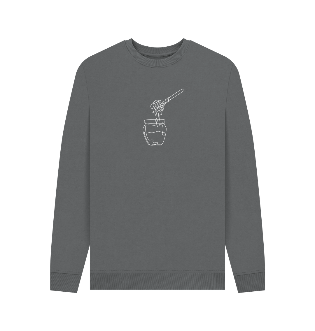 Slate Grey Men's Honey Organic Cotton Crewneck Sweater (White)