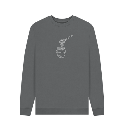 Slate Grey Men's Honey Organic Cotton Crewneck Sweater (White)