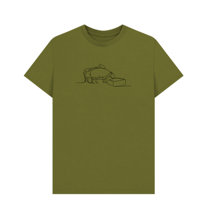 Moss Green Men's Sheep Organic Cotton Basic Tee (Black)