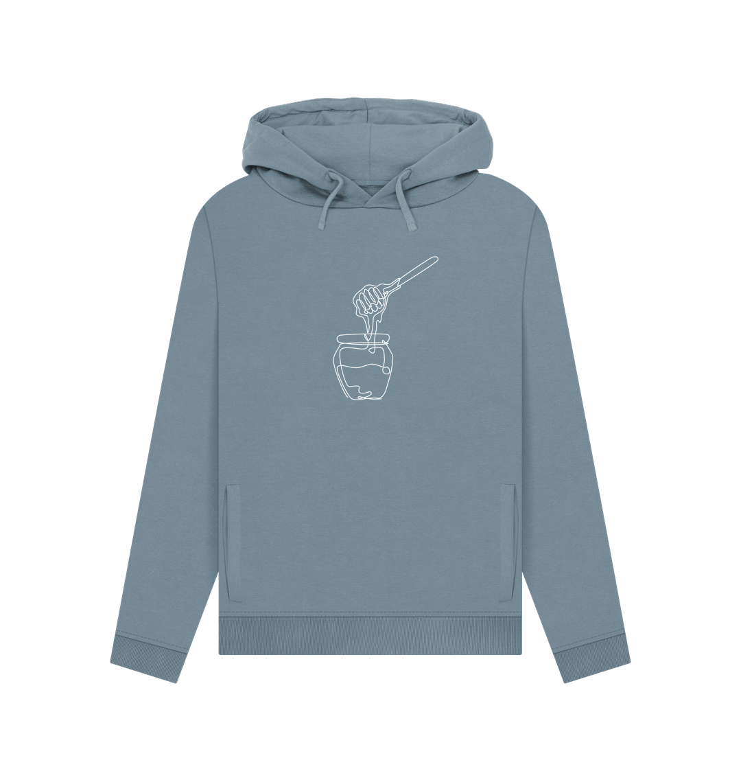 Stone Blue Women's Honey Organic Cotton Pullover Hoodie (White)