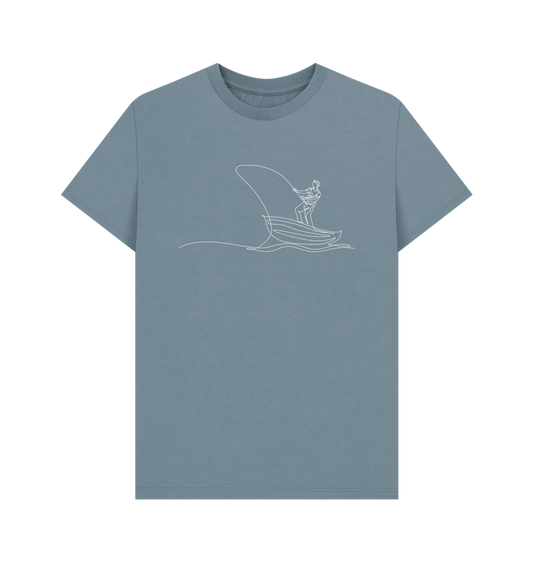 Stone Blue Men's Fisherman Organic Cotton Basic Tee (White)