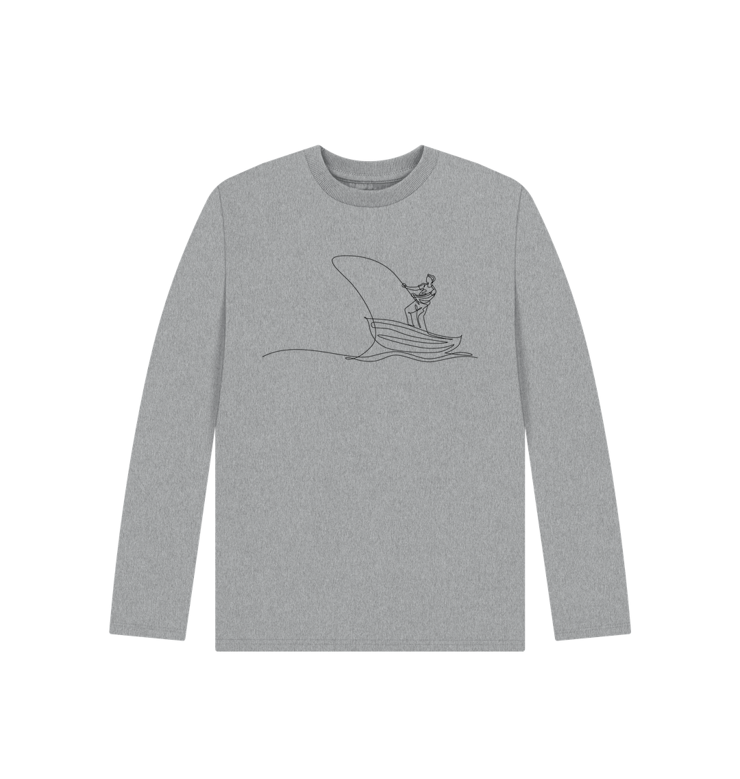 Athletic Grey Kid's Fisherman Organic Cotton Long Sleeve Tee (Black)