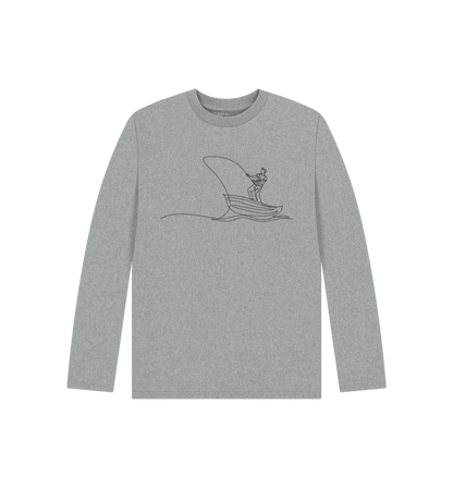 Athletic Grey Kid's Fisherman Organic Cotton Long Sleeve Tee (Black)