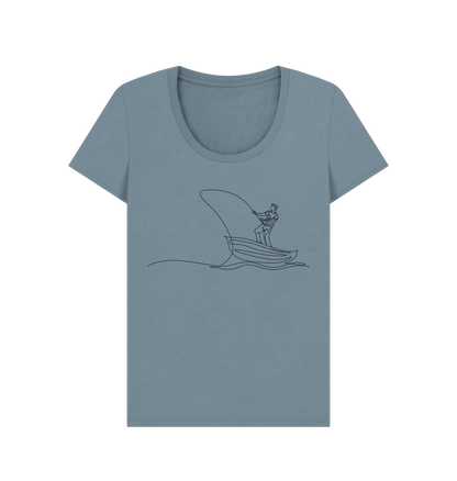 Stone Blue Women's Fisherman Organic Cotton Scoop Neck Tee (Black)