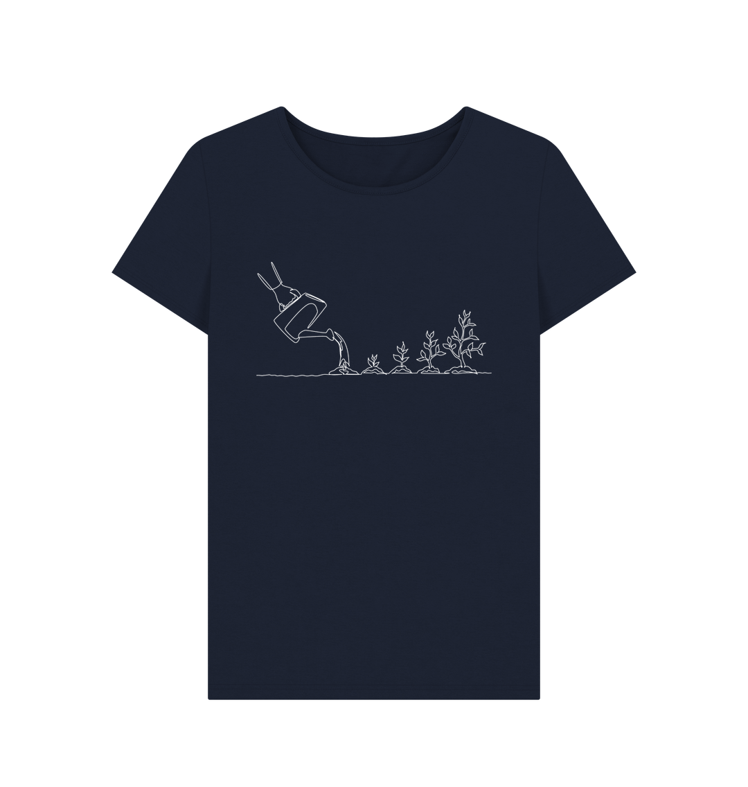 Navy Blue Women's Gardening Organic Cotton Crewneck Tee (White)