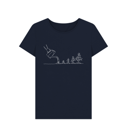 Navy Blue Women's Gardening Organic Cotton Crewneck Tee (White)