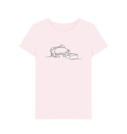 Pink Women's Sheep Organic Cotton Crewneck Tee (Black)