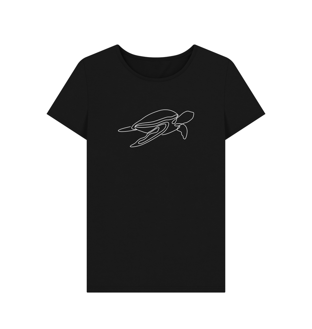 Black Women's Sea Organic Cotton Crewneck Tee (White)