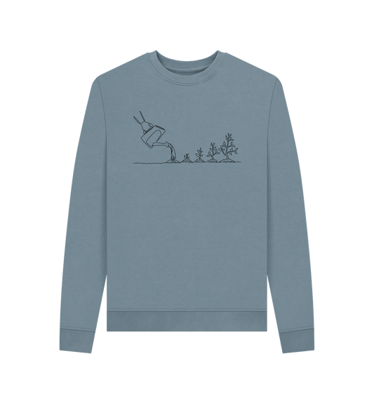 Stone Blue Women's Gardening Organic Cotton Crewneck Sweater (Black)