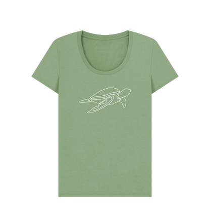 Sage Women's Sea Turtle Organic Cotton Scoop Neck Tee (White)