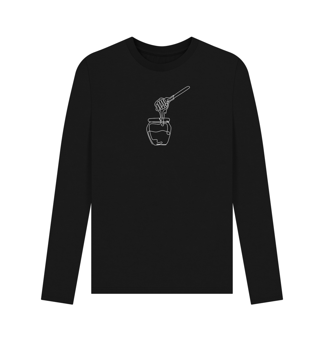 Black Men's Honey Organic Cotton Long Sleeve Tee (White)