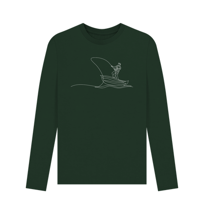 Evergreen Men's Fisherman Organic Cotton Long Sleeve Tee - White Design