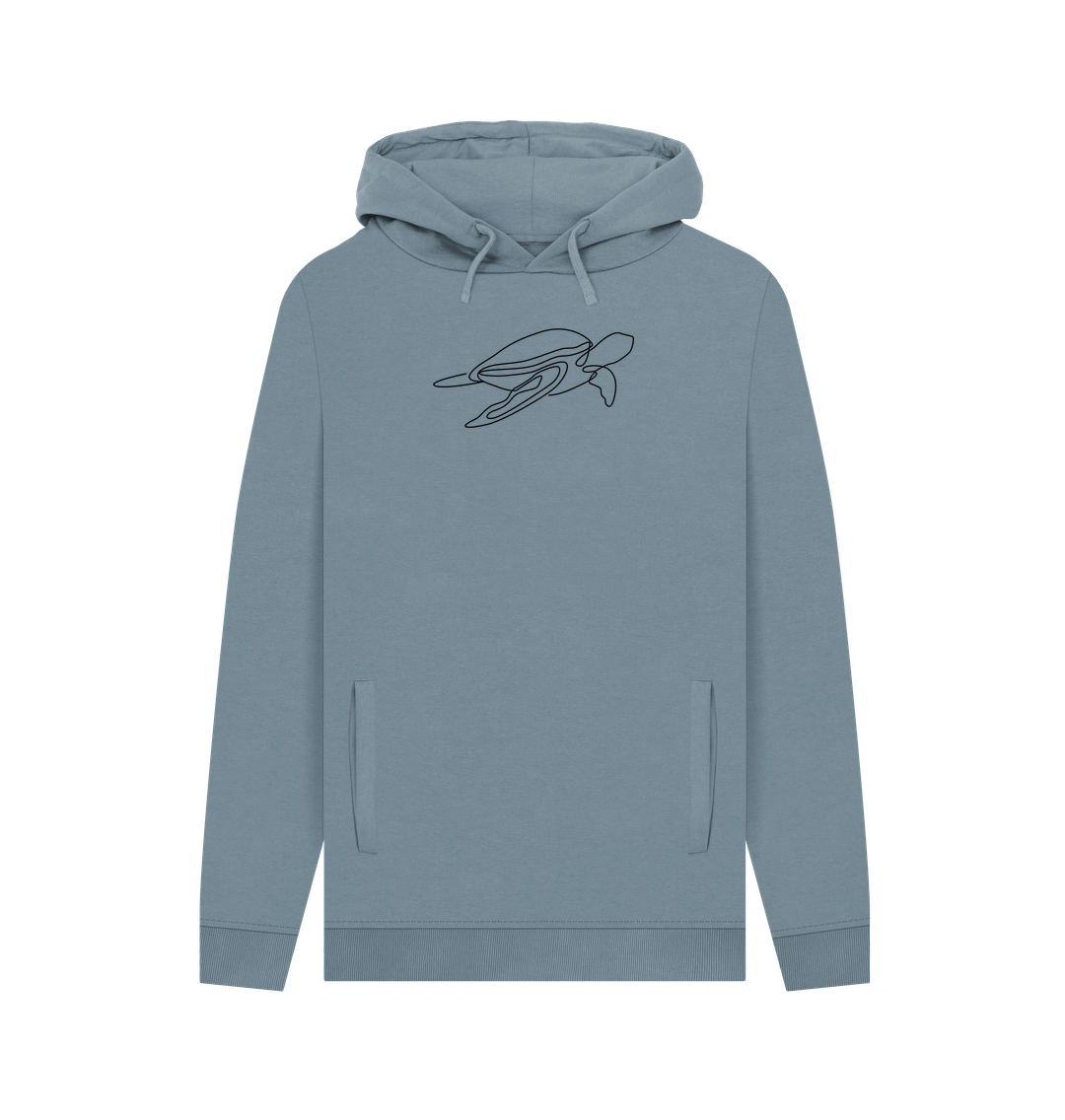 Stone Blue Men's Sea Turtle Organic Cotton Pullover Hoodie (Black)