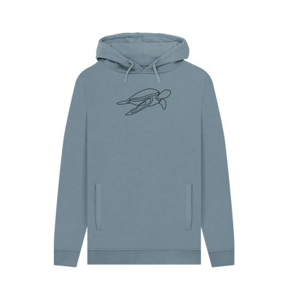 Stone Blue Men's Sea Turtle Organic Cotton Pullover Hoodie (Black)