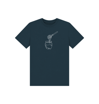 Denim Blue Kid's Honey Organic Cotton Basic Tee (White)