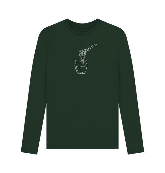 Evergreen Men's Honey Organic Cotton Long Sleeve Tee - White Design