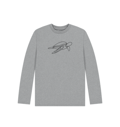 Athletic Grey Kid's Sea Turtle Organic Cotton Long Sleeve Tee (Black)