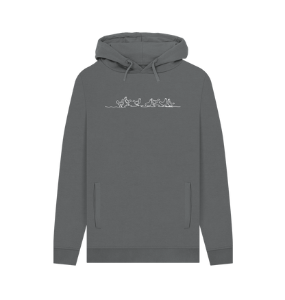 Slate Grey Men's Chickens Organic Cotton Pullover Hoodie (White)