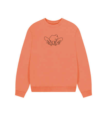 Apricot Women's Frog Organic Cotton Oversized Crewneck - Black Design