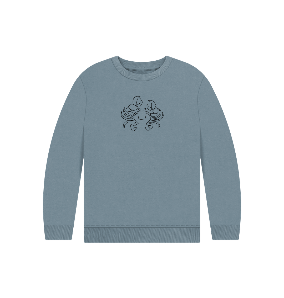 Stone Blue Kid's Crab Organic Cotton Crewneck Sweater (Black)