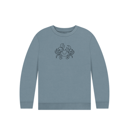 Stone Blue Kid's Crab Organic Cotton Crewneck Sweater (Black)