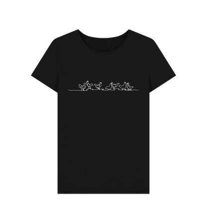 Black Women's Chickens Organic Cotton Crewneck T-Shirt (White)