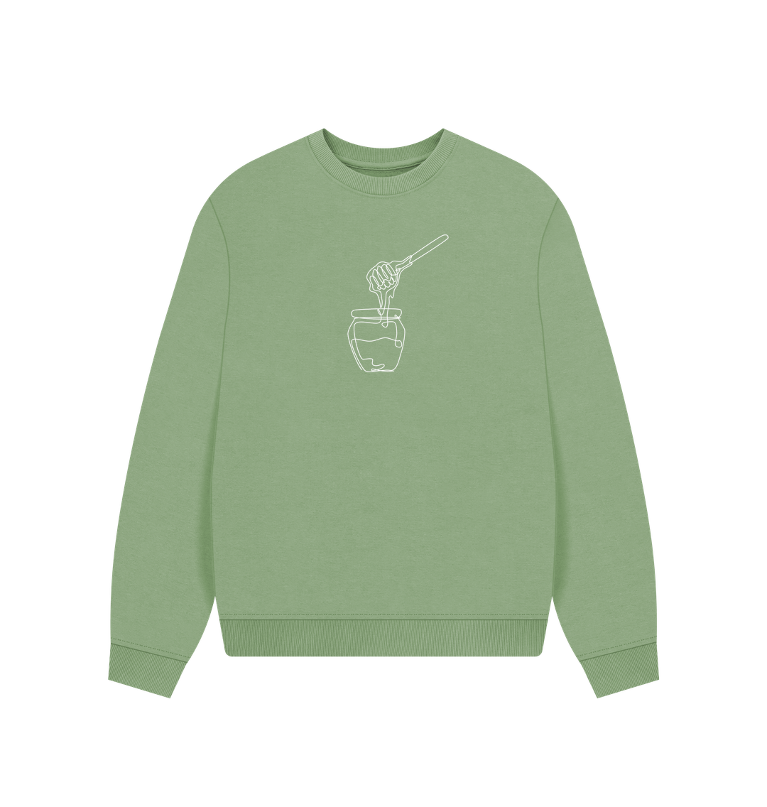 Sage Women's Honey Organic Cotton Oversized Crewneck (White)