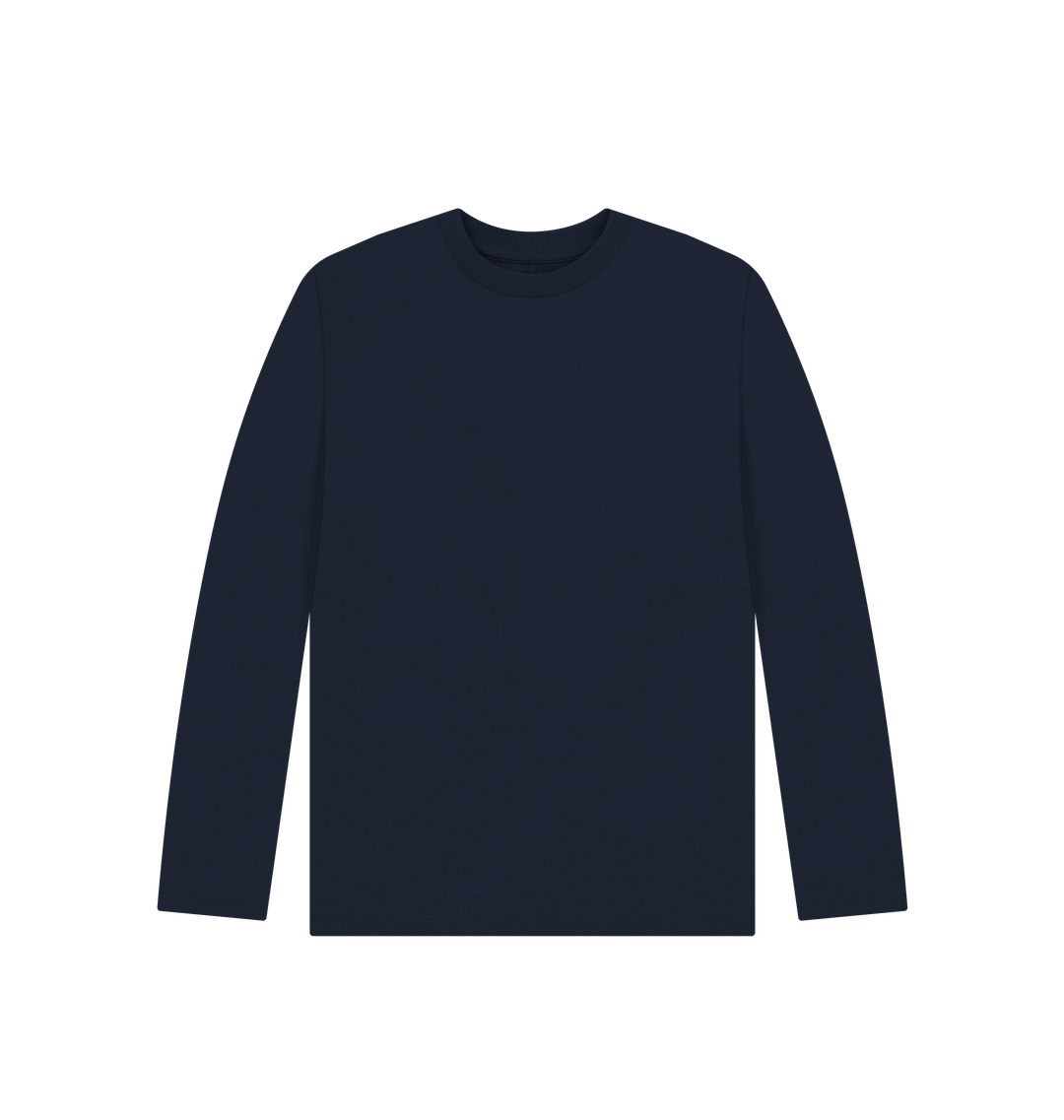 Navy Blue Kid's Solid Organic Cotton Long Sleeve Tee