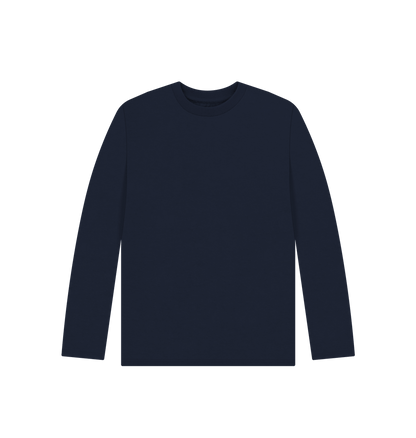 Navy Blue Kid's Solid Organic Cotton Long Sleeve Tee