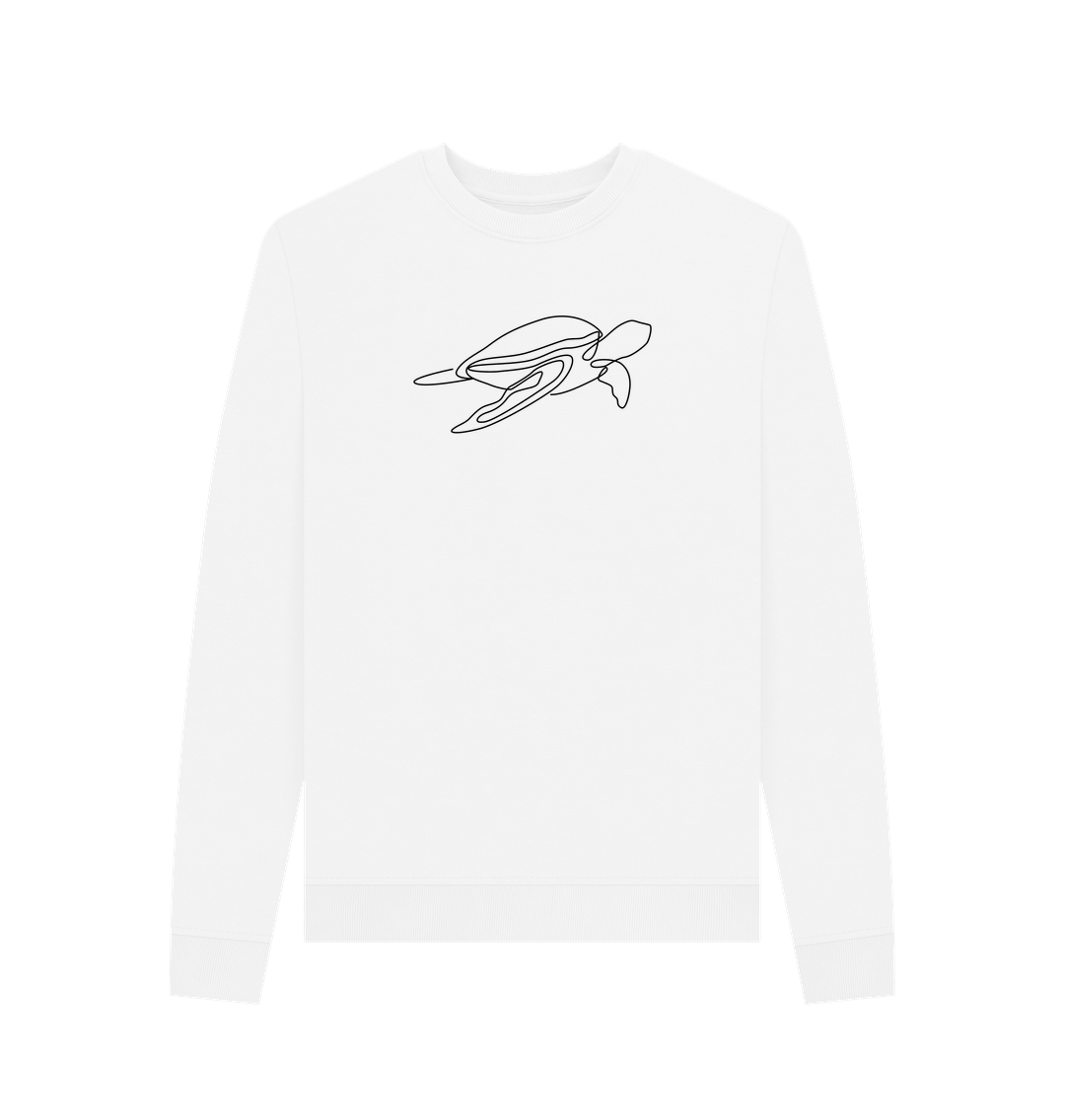 White Women's Sea Turtle Organic Cotton Crewneck Sweater (Black)